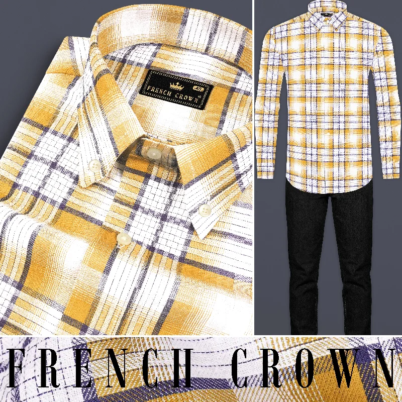 Classic Pieces Minsk Brown Twill Plaid Premium Cotton Shirt