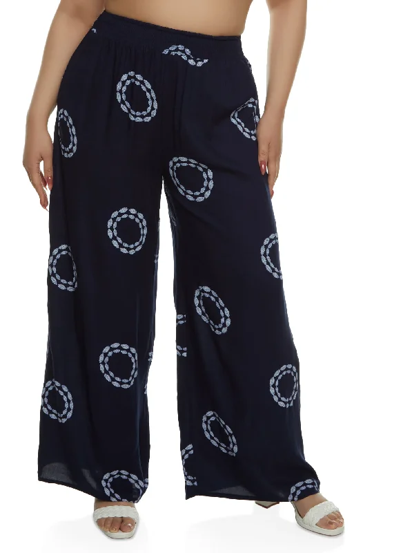 Energy Plan Plus Size Smocked Wide Leg Pants