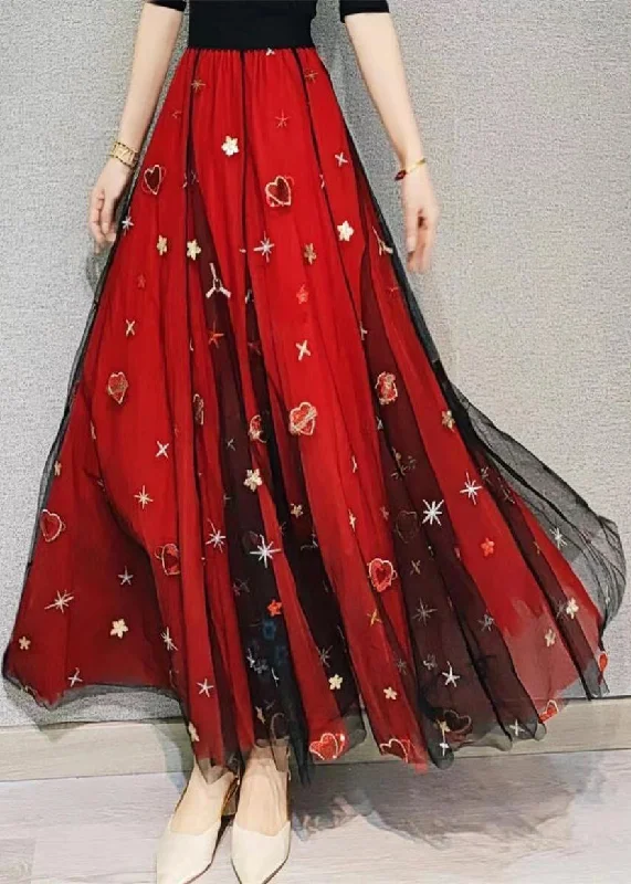 Sporty Essentials Beautiful Red Heart Sequins Exra Large Hem Tulle Skirts Spring