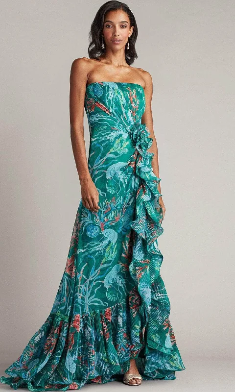 Lace Design Tadashi Shoji CFM24386L - Printed Strapless Prom Dress