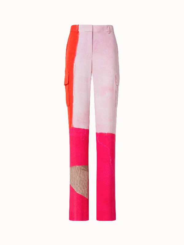Soft Materials Silk Cargo Pants with Spectra Print