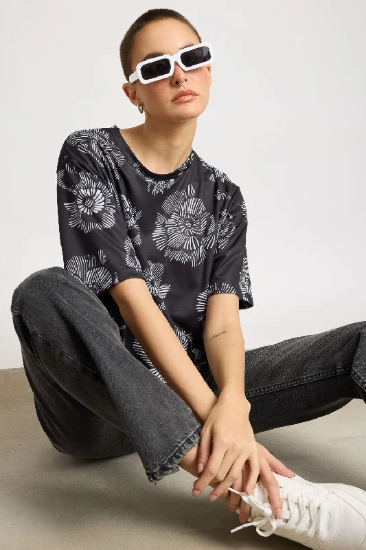 Cozy Pants Printed Women's T-Shirt - Black Botanic
