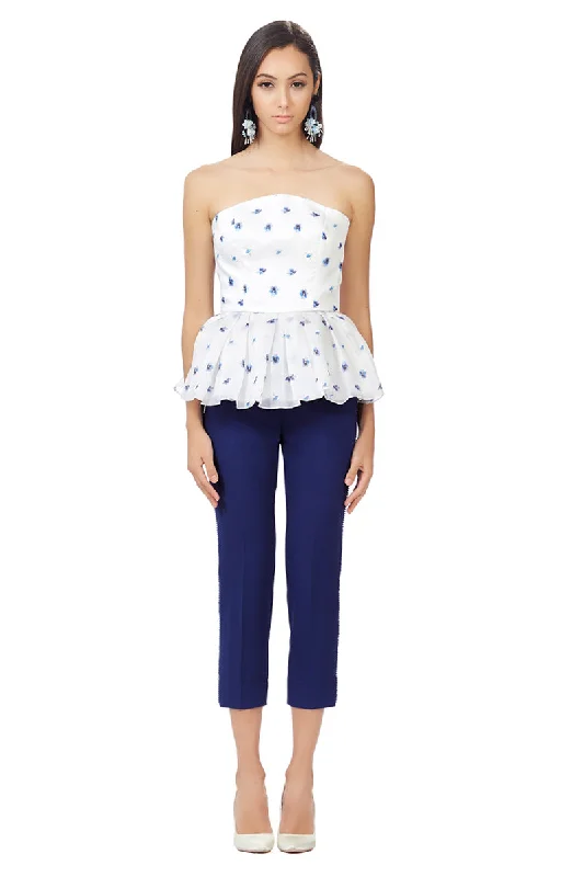 Soft Sweaters IY Beaded Cropped Trousers in Navy Blue