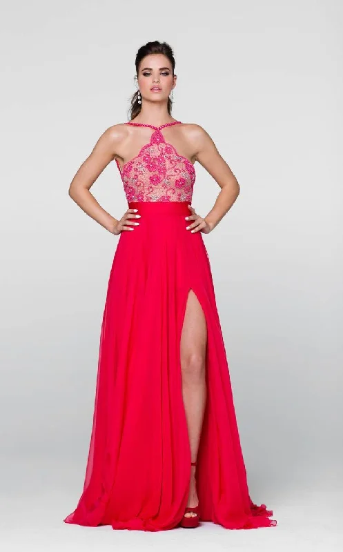 Comfy Suits Tarik Ediz - Jeweled Halter Neck Dress 50088