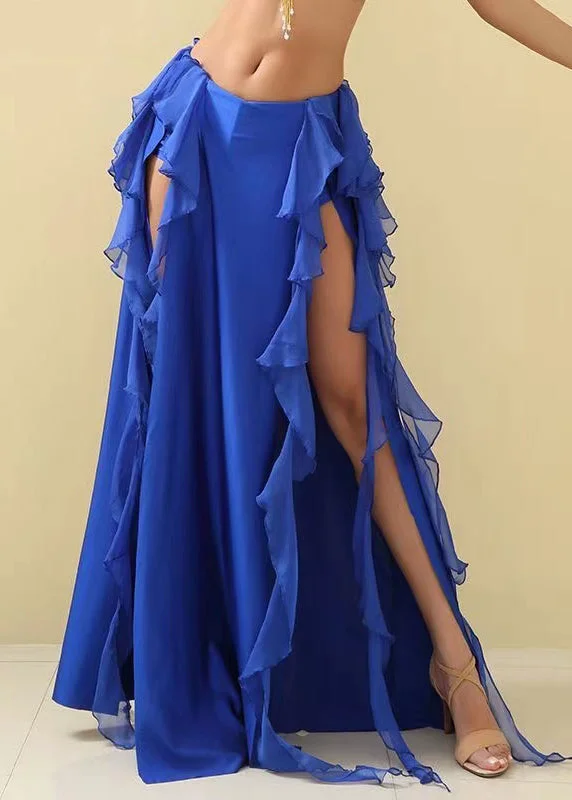 All-Season Outfits Stylish Sexy Blue Side Open Chiffon Skirts Summer