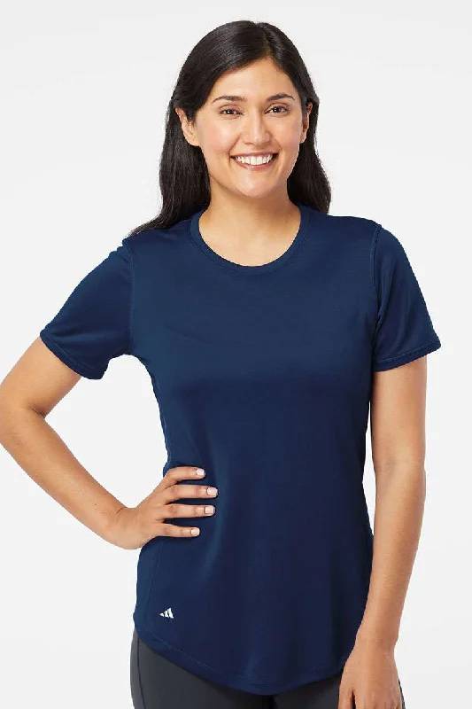Free Design Adidas Womens UPF 50+ Short Sleeve Crewneck T-Shirt - Collegiate Navy Blue