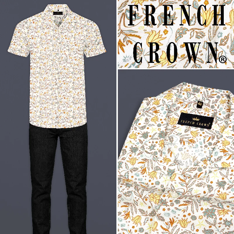 Trendy Styles Binaca White and Lemon Yellow Multicolour Floral Printed Premium Cotton Shirt Trendy Styles Binaca White and Lemon Yellow Multicolour Floral Printed Premium Cotton Shirt