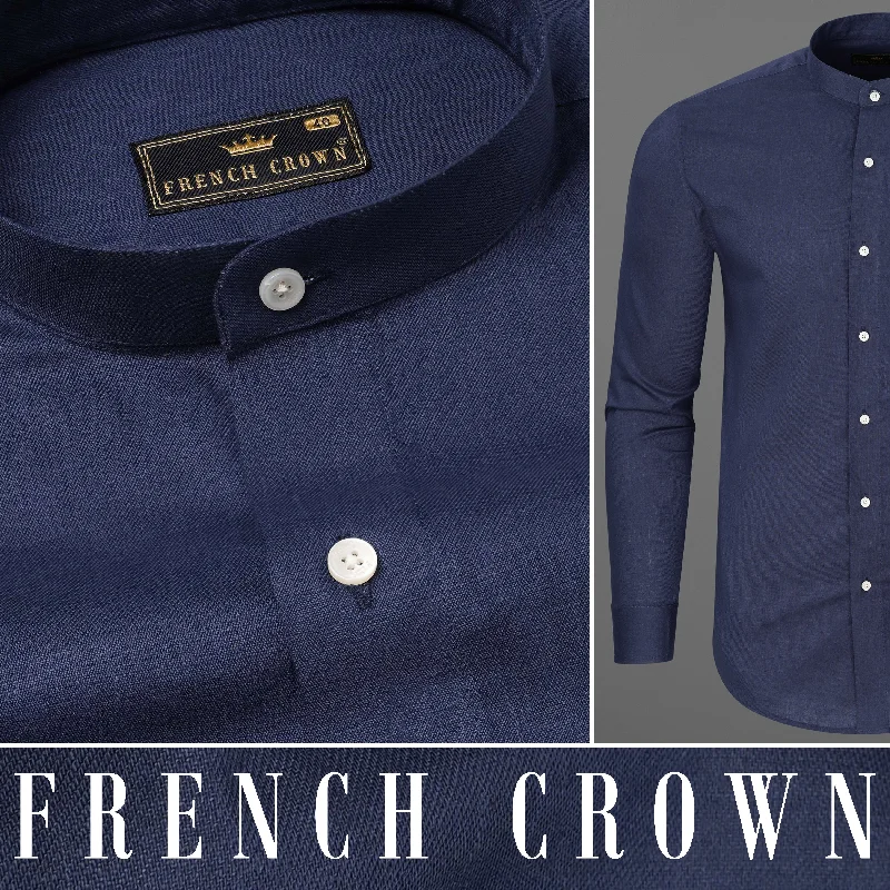 Comfy Outerwear Rhino Blue Luxurious Linen Shirt