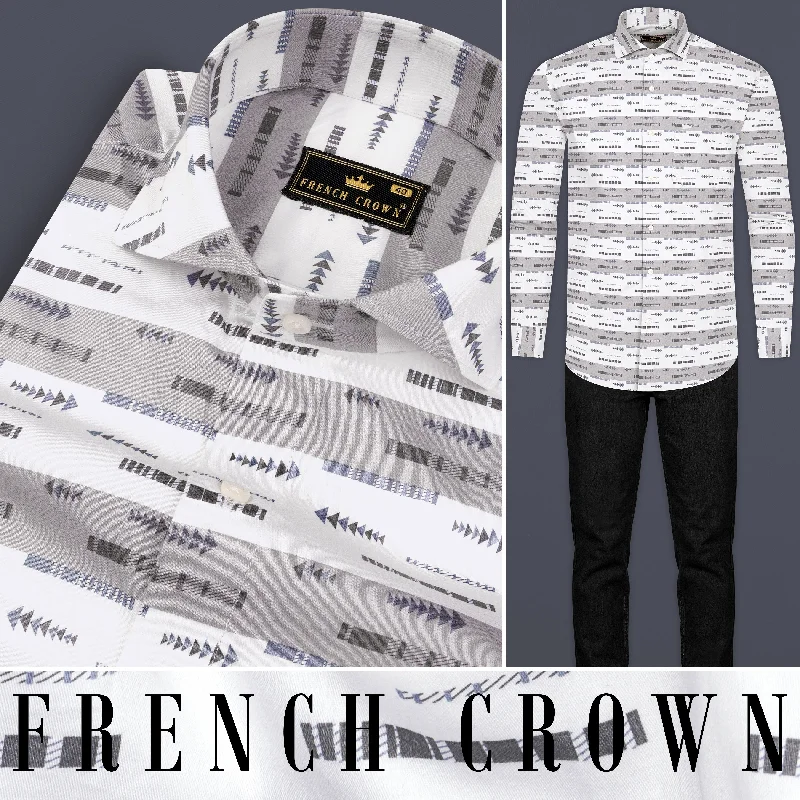 Soft Textures Bright White with Nobel Gray Printed Super Soft Premium Cotton Shirt Soft Textures Bright White with Nobel Gray Printed Super Soft Premium Cotton Shirt