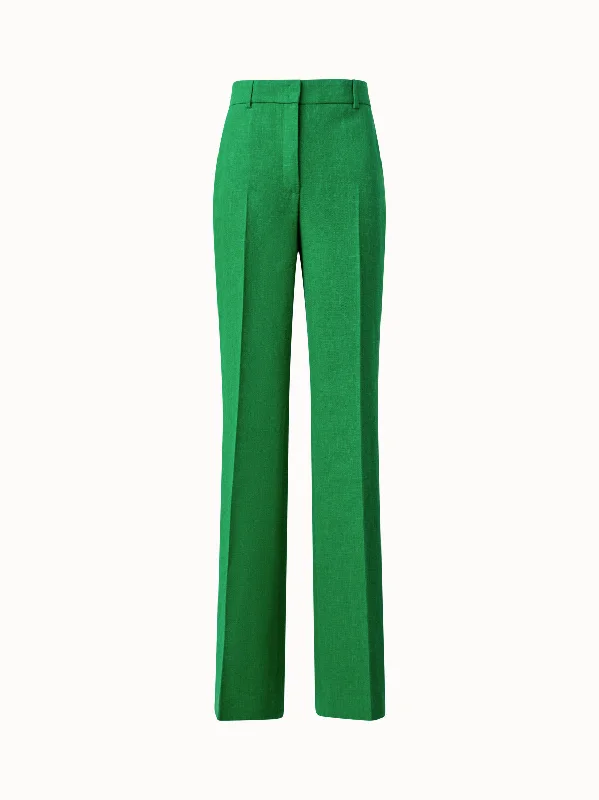 Functional Tops Wide Straight Leg Pants in Linen Wool Double-Face
