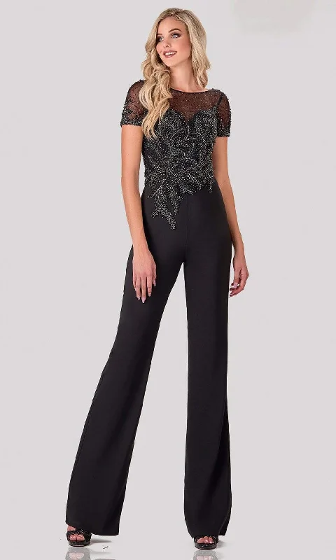 Everyday Denim Terani Couture - 2027E2940 Beaded Bodice Short Sleeve Jumpsuit