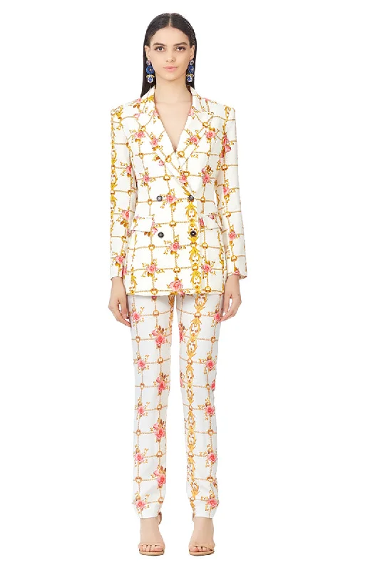 Comfortable Knitwear Printed High Waisted Tapered Trousers