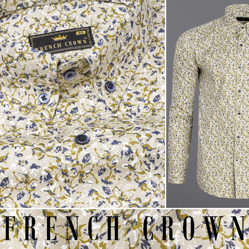 Sports Style Blanc Brown Ditzy Print Royal Oxford Shirt