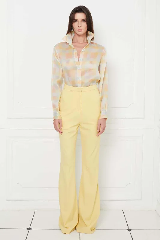 Street-Friendly Wear Wide Leg High Waisted Trousers in Yellow
