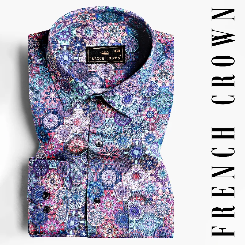 Stylish Tops Rhino Blue with Cranberry Red Multicolour Bohemian Printed Super Soft Premium Cotton Shirt Stylish Tops Rhino Blue with Cranberry Red Multicolour Bohemian Printed Super Soft Premium Cotton Shirt