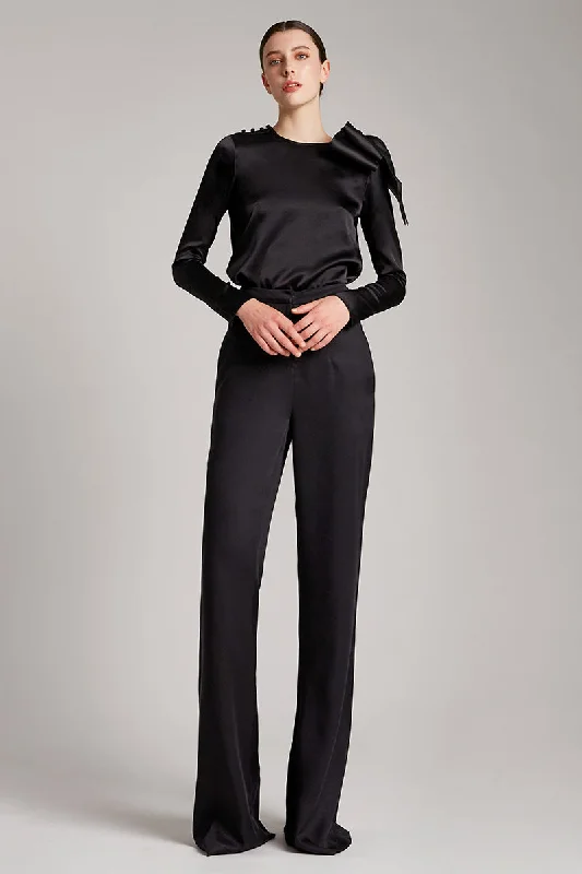 Outdoor Outfits Wide Leg High Waisted Trousers in Black