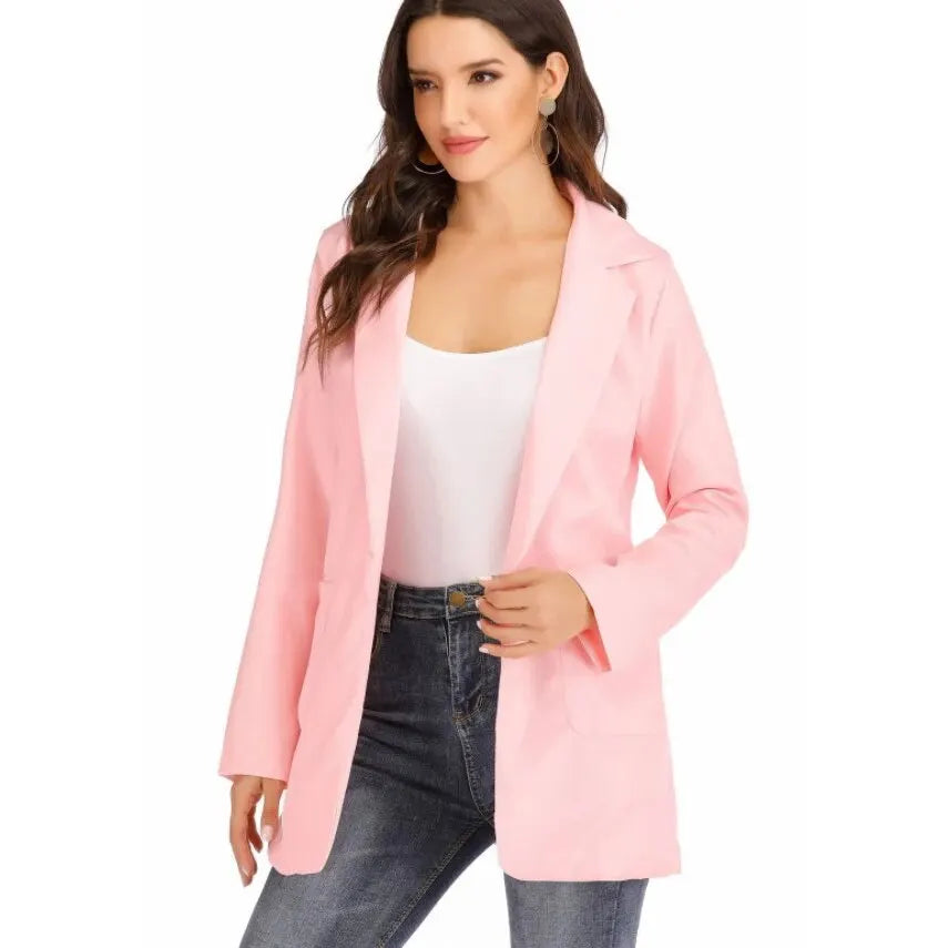 Exquisite Tailoring Plus Size Blazer Women Clothing Casual Cardigan Autumn Winter Overcoat Solid Large Topcoat Lapel Jacket Grace Fashion Outer Wear