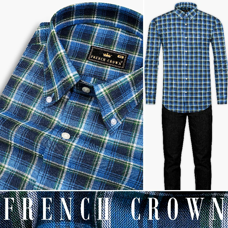 Easy Fit Havelock Blue with Cloud Burst Plaid Premium Cotton Shirt