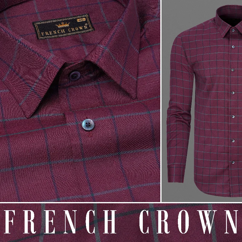 Design Must-have Siren Maroon Twill Plaid Premium Cotton Shirt