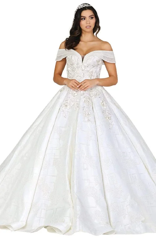 Economic Outlook Dancing Queen - 153 Embellished Off-Shoulder Ballgown With Train