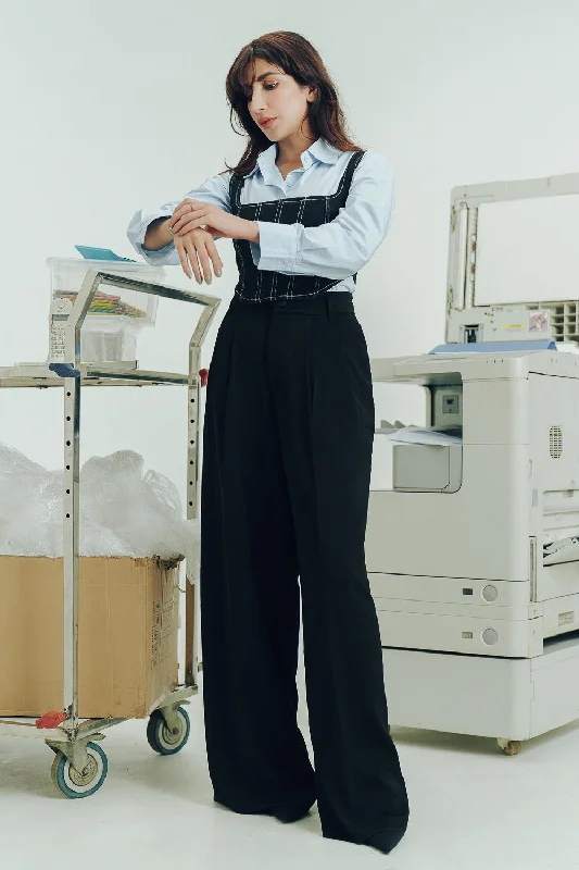 Daily Comfort Solid Black Super Flared Korean Pants