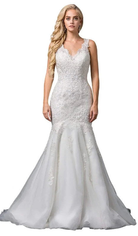 Dressing Tips Dancing Queen Bridal - 86 Embroidered Plunging V-neck Trumpet Gown