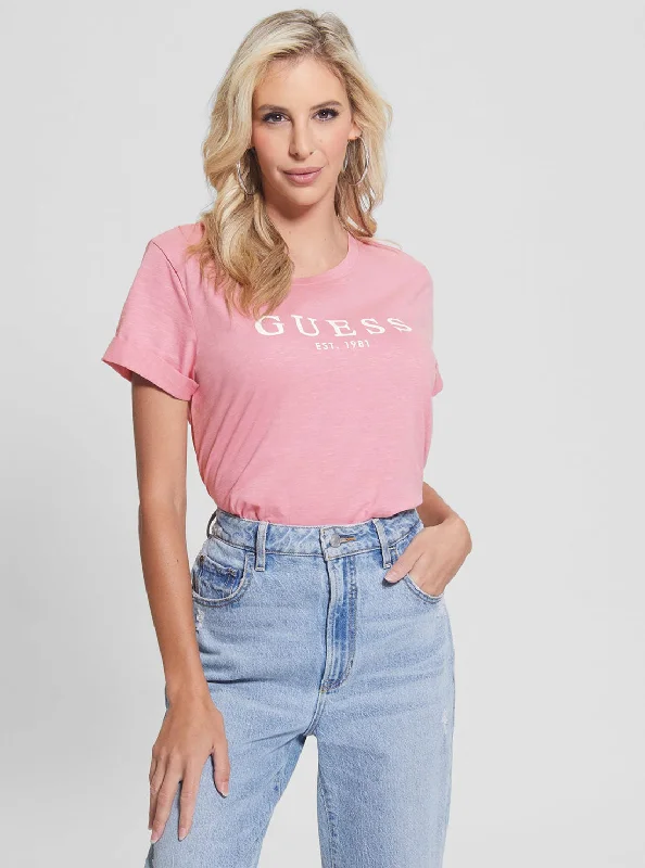 Soft Materials Eco Pink 1981 Roll Cuff Logo T-Shirt