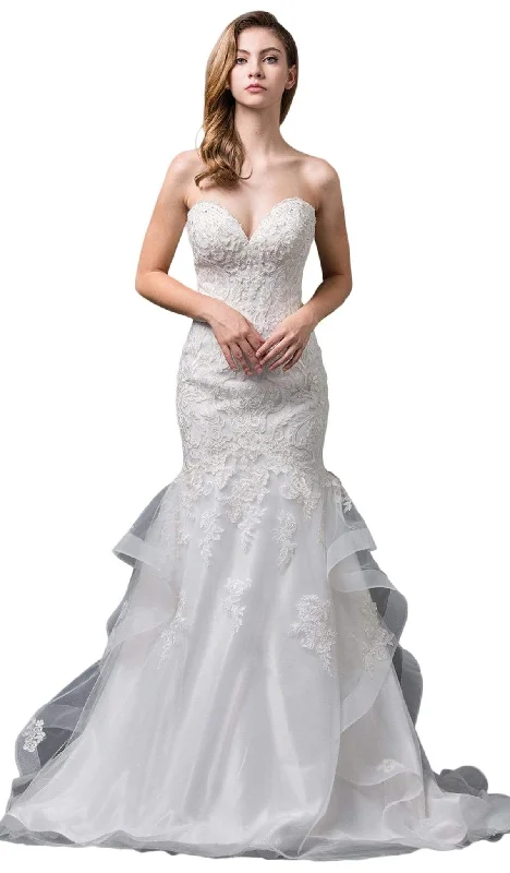 Fresh And Elegant Dancing Queen Bridal - 83 Strapless Embroidered Sweetheart Mermaid Gown