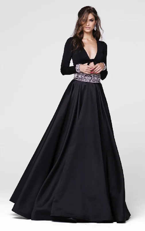 Stylish Tops Tarik Ediz - V-Neck A-Line Gown 50018