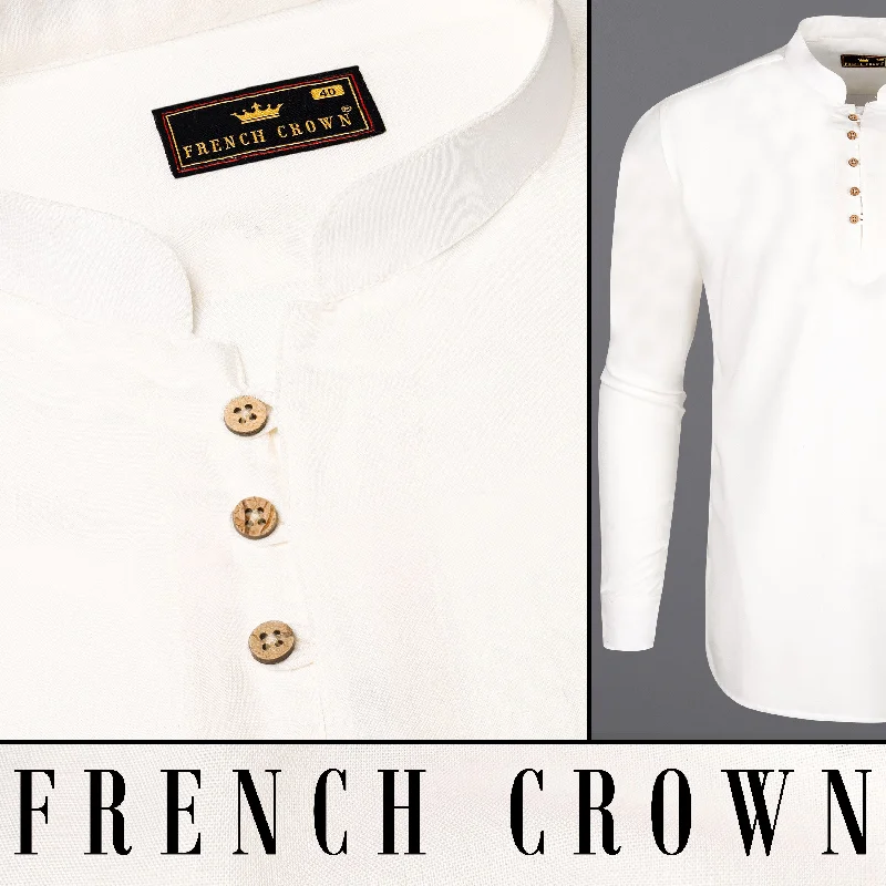 Comfortable Knitwear Off White Premium Tencel Kurta Shirt