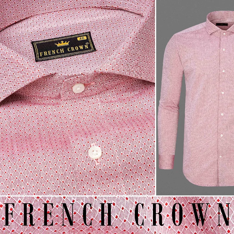 Exquisite Craftsmanship Blossom Red Dobby Textured Premium Giza Cotton Shirt