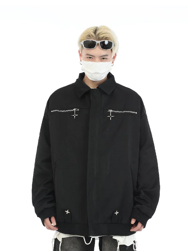 Effortless Style MaxDstr Star Zipped Work Jacket