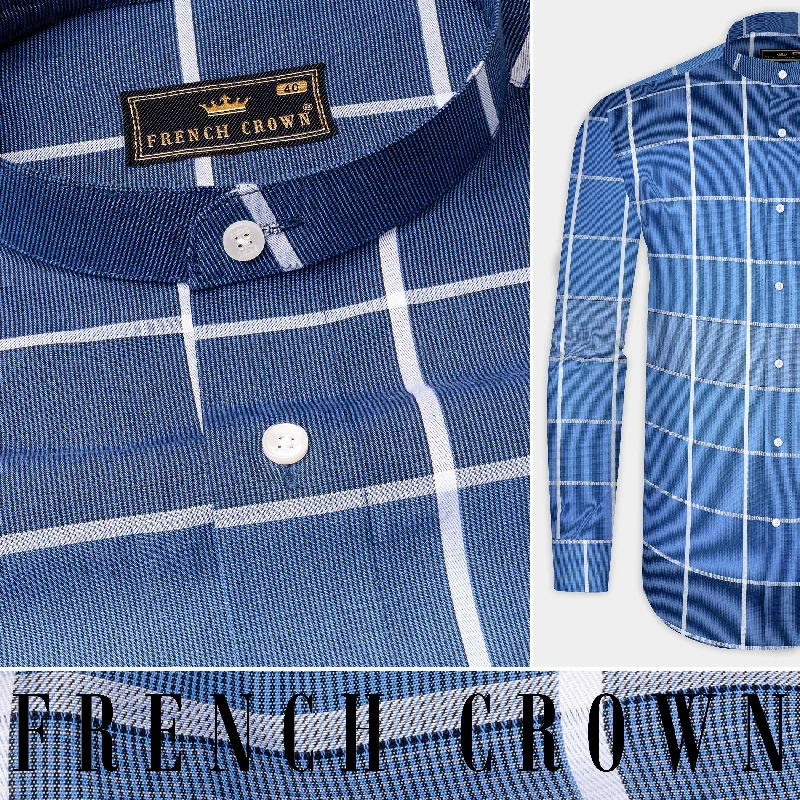Cozy Pants Fun Blue and White Windowpane Premium Cotton Shirt