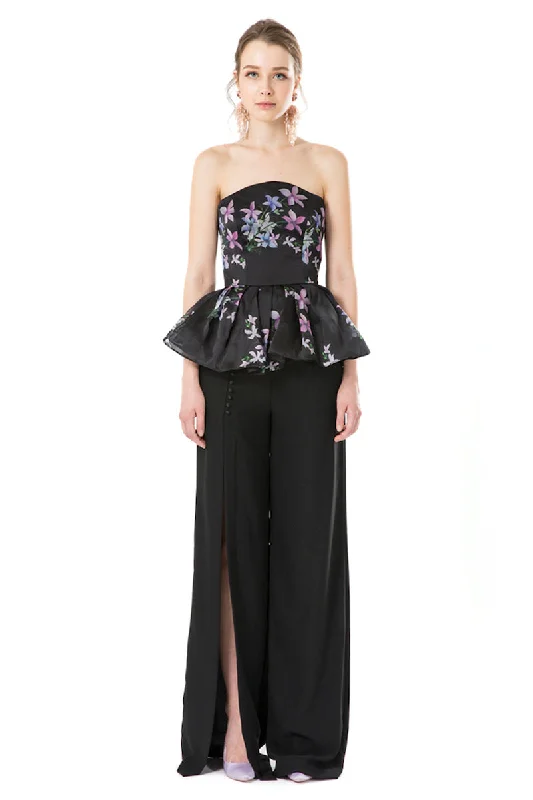 Fashion Must-have Side Slit High Waisted Trousers in Black
