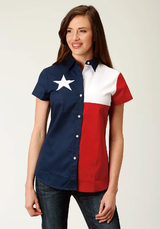 Everyday Denim Roper Womens Red/Blue 100% Cotton Texas Flag BD S/S Shirt
