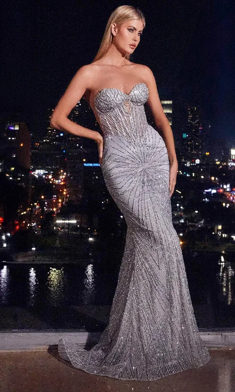 Sport Chic Ladivine J871 - Strapless Beaded Prom Gown
