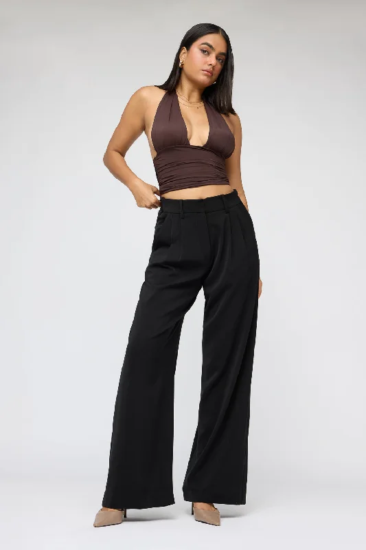 Casual Chic Ebonite Black Adjustable Korean Pants
