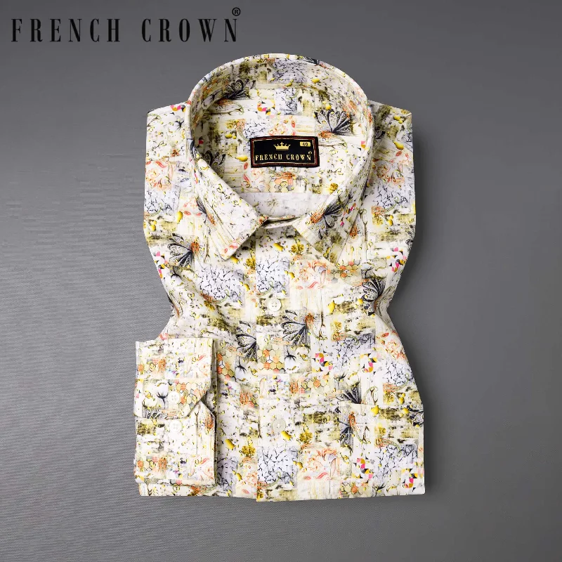 Comfortable Outfits yellow Flowers and paisley Printed Super Soft Premium Cotton Shirt Comfortable Outfits yellow Flowers and paisley Printed Super Soft Premium Cotton Shirt