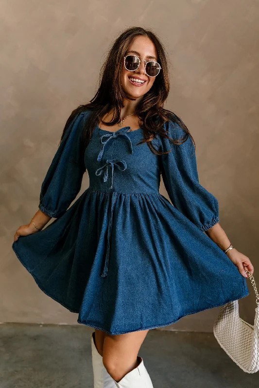 Flexible Styles Shelly Blue Denim Mini Dress