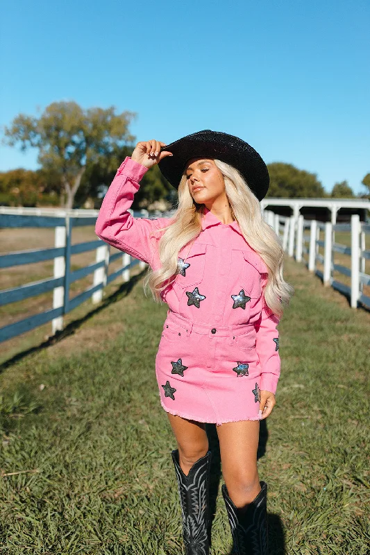 Relaxed Style Raelynn Denim Mini Dress - Pink
