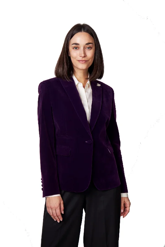 Versatile Knitwear STELLA - LADIES PURPLE VELVET BLAZER