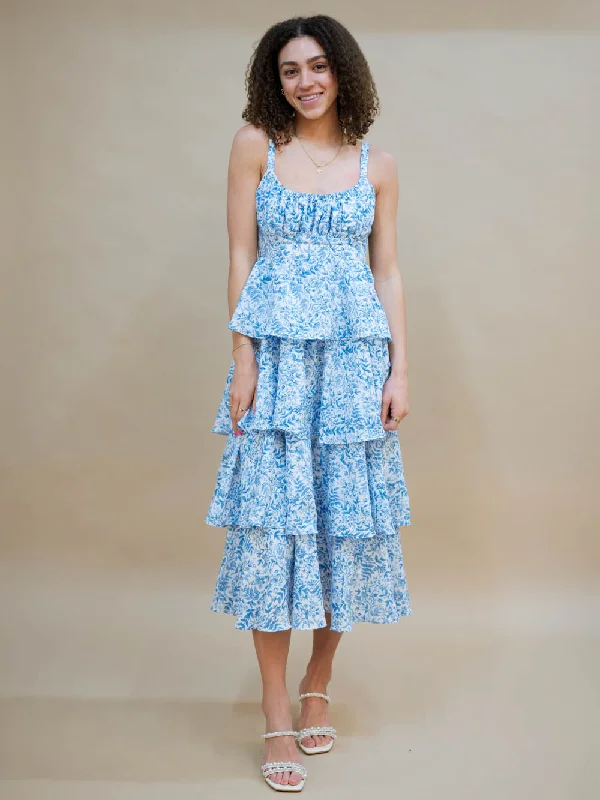 Stylish Layers Charleston Tiered Maxi Dress - Blue