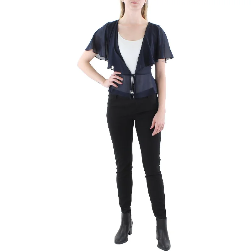 Functional Tops Jessica Howard Womens Petites Chiffon Flutter Sleeves Bolero