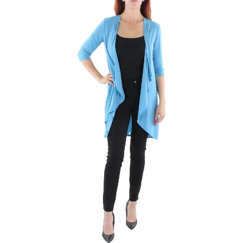 Sporty Essentials R&M Richards Womens Petites Knit Drapey Duster Blazer