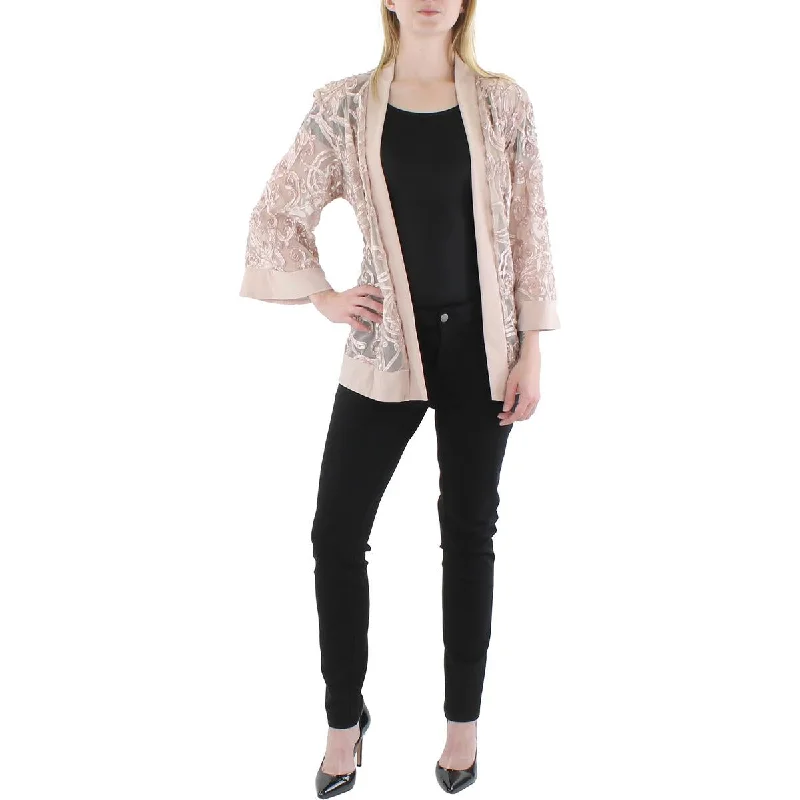 Cool Jackets R&M Richards Womens Plus Mesh Soutache Duster Blazer