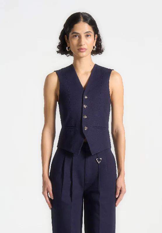 Cozy Fit Gabardine Cinch Waistcoat - Indigo