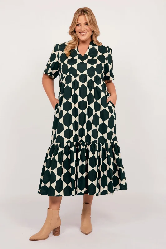 High-end Design Sabre V-Neck Dress in Golden Lime