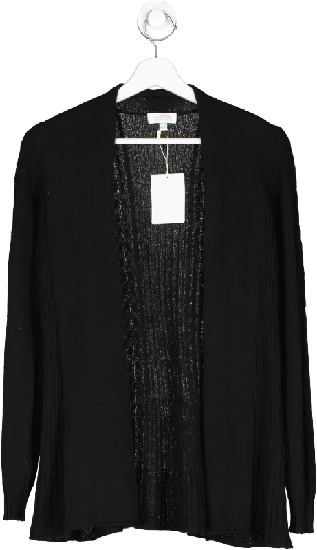 Simple Comfort Kinross Cashmere Black 100% Cashmere Cardigan UK XS