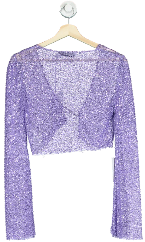 Cozy Fit Self-Portrait Purple Beaded Cardigan UK 6