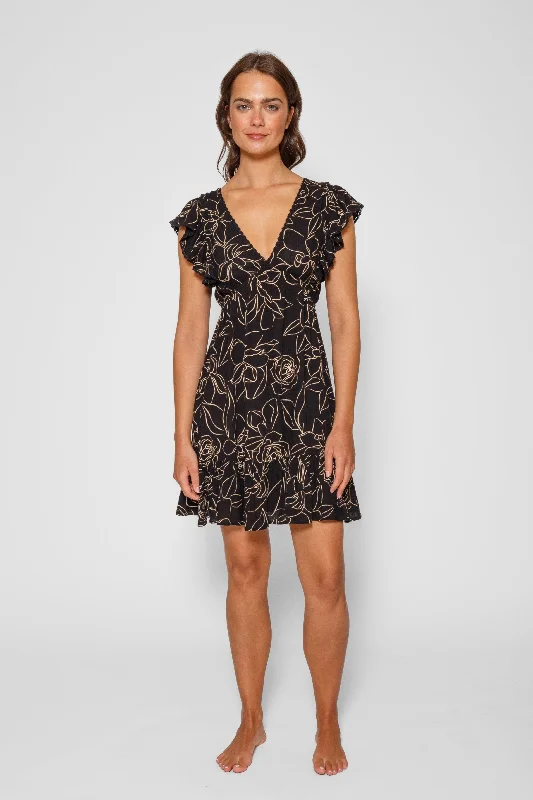 Smart Outfits Miami Shine Ruffle Sleeve Dress